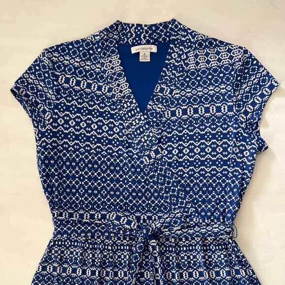 Liz Claiborne Faux Wrap Dress Womens Size XL Tie Waist Feminine Church Work - Picture 2 of 15